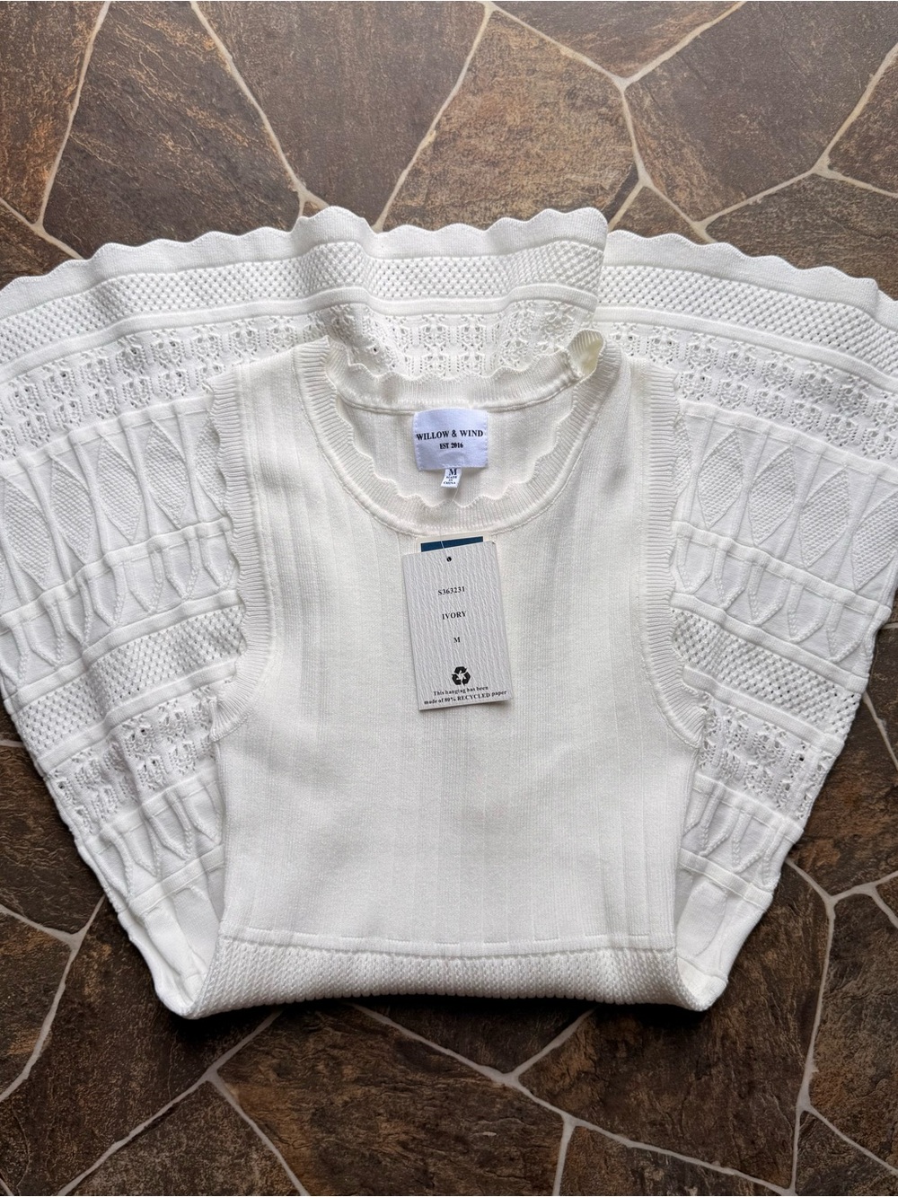 Ivory Knit Short-Sleeve Sweater